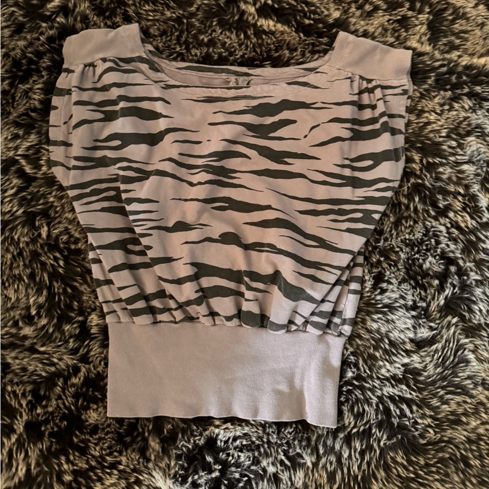 Off shoulder zebra print top